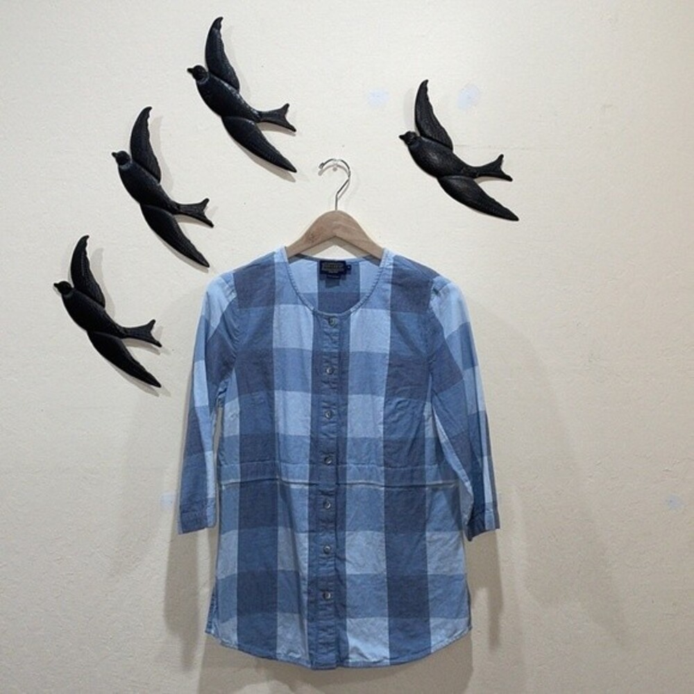 Vintage Pendleton Patchwork Cotton Chambray Blous… - image 9